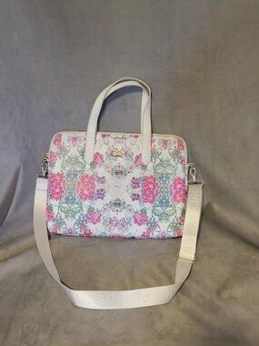 Lino Perros Bloom Floral Print Laptop Bag w Double Handles and Detachable Strap
